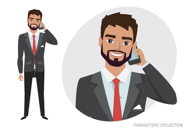 Un hombre está hablando por teléfono. — Vector de stock