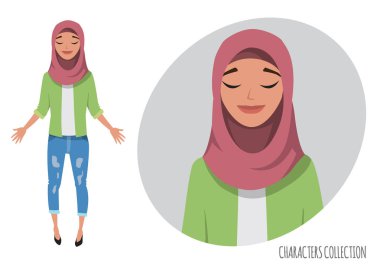 Güzel genç Doğu kadın rahatlayın ve tadını çıkarın. Müslüman bir genç bayandan hijab giyen.