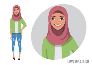 Müslüman Kadınlar mutlu ve gülümseyen bir karakterdir. Müslüman bir genç bayandan hijab giyen.