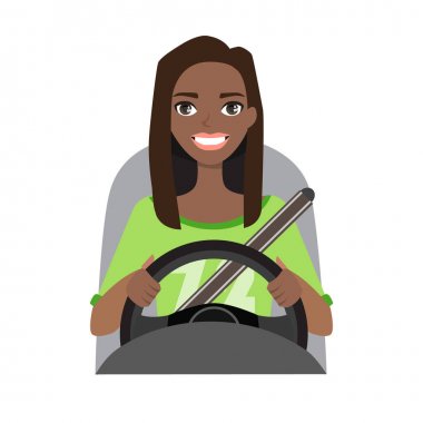 bir araba siyah Afrikalı-Amerikalı kadın. rahat bir beze giyim kadın