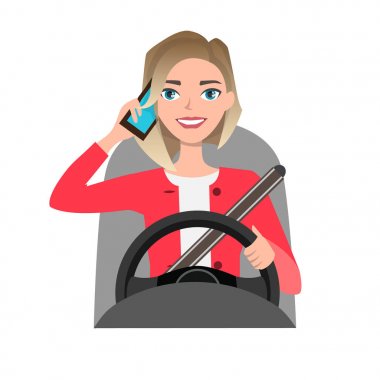 Kadın telefonda konuşurken araba kullanmak