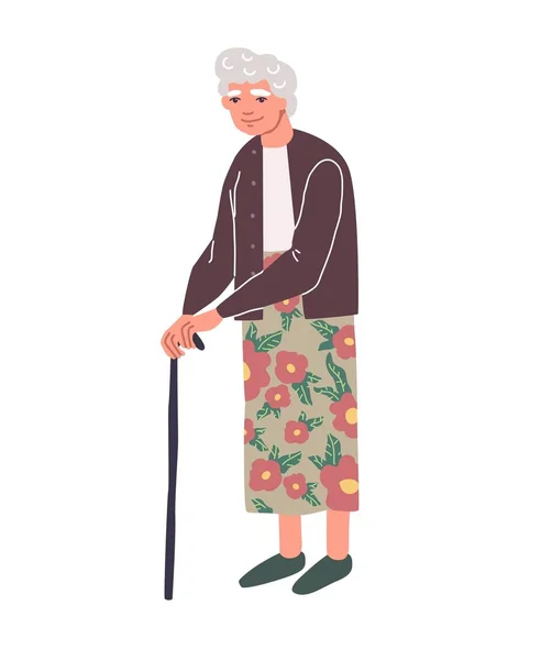 Kreskówkowy charakter starych kobiet. Portret babci na całej długości — Wektor stockowy