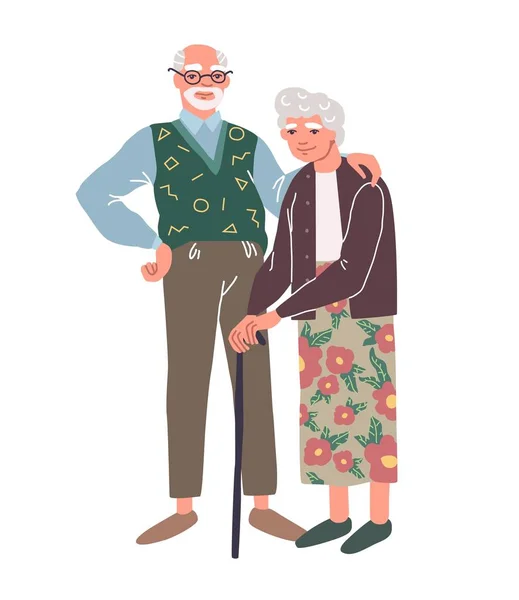 Elderly couple. Joyful nice elderly couple smiling — Stock Vector