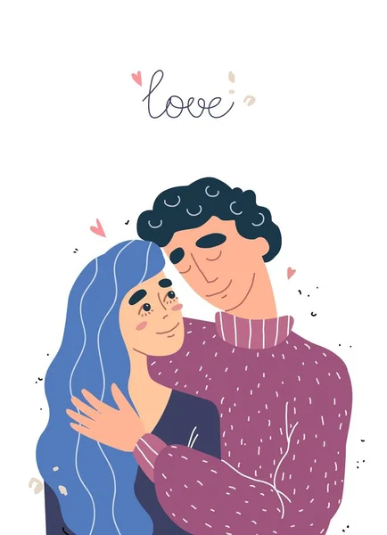 Amantes abrazos de hombre y mujer. Concepto de familia feliz . — Archivo Imágenes Vectoriales