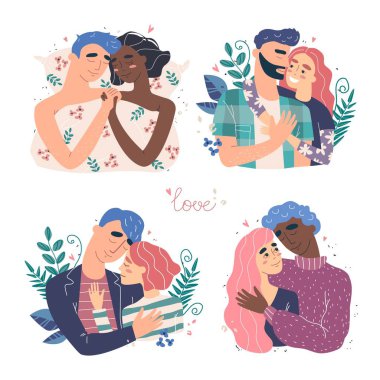 Sevgililer kucaklaşır. Mutlu aile kavramı.