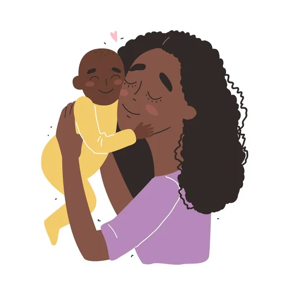 Tarjeta Felicitación Del Día Las Madres Mamá Abraza Bebé Vacaciones — Vector de stock