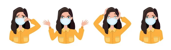 Femmes Portant Masque Médical Pour Prévenir Les Maladies Grippe Pollution — Image vectorielle