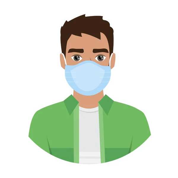 Άνδρες που φορούν ιατρική μάσκα για την πρόληψη ασθενειών, γρίπης, ατμοσφαιρικής ρύπανσης, μολυσμένου αέρα, παγκόσμιας ρύπανσης. — Διανυσματικό Αρχείο