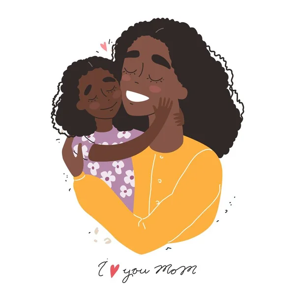 Μέρα Μητέρας Ευχετήρια Κάρτα Μαύρη Αφροαμερικανή Μητέρα Αγκαλιάζει Μωρό Οικογενειακές — Διανυσματικό Αρχείο