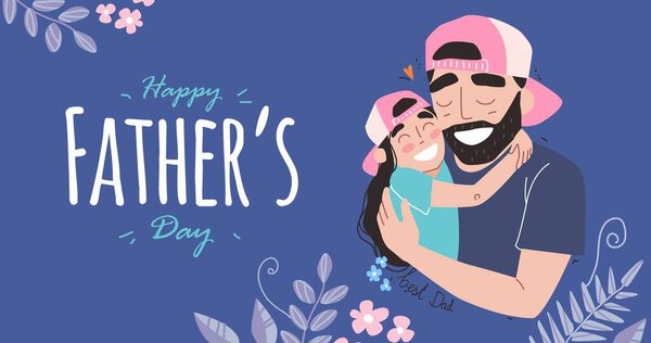 Fathers Day Daughter Hugs Dad Smiling Family Holiday Togetherness People Royalty Free Stock Illustrations
