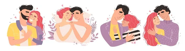 Lovers man and woman hug. Happy family concept. — Stock Vector