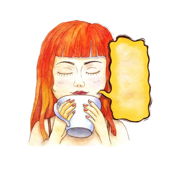 Menina beber café — Fotografia de Stock