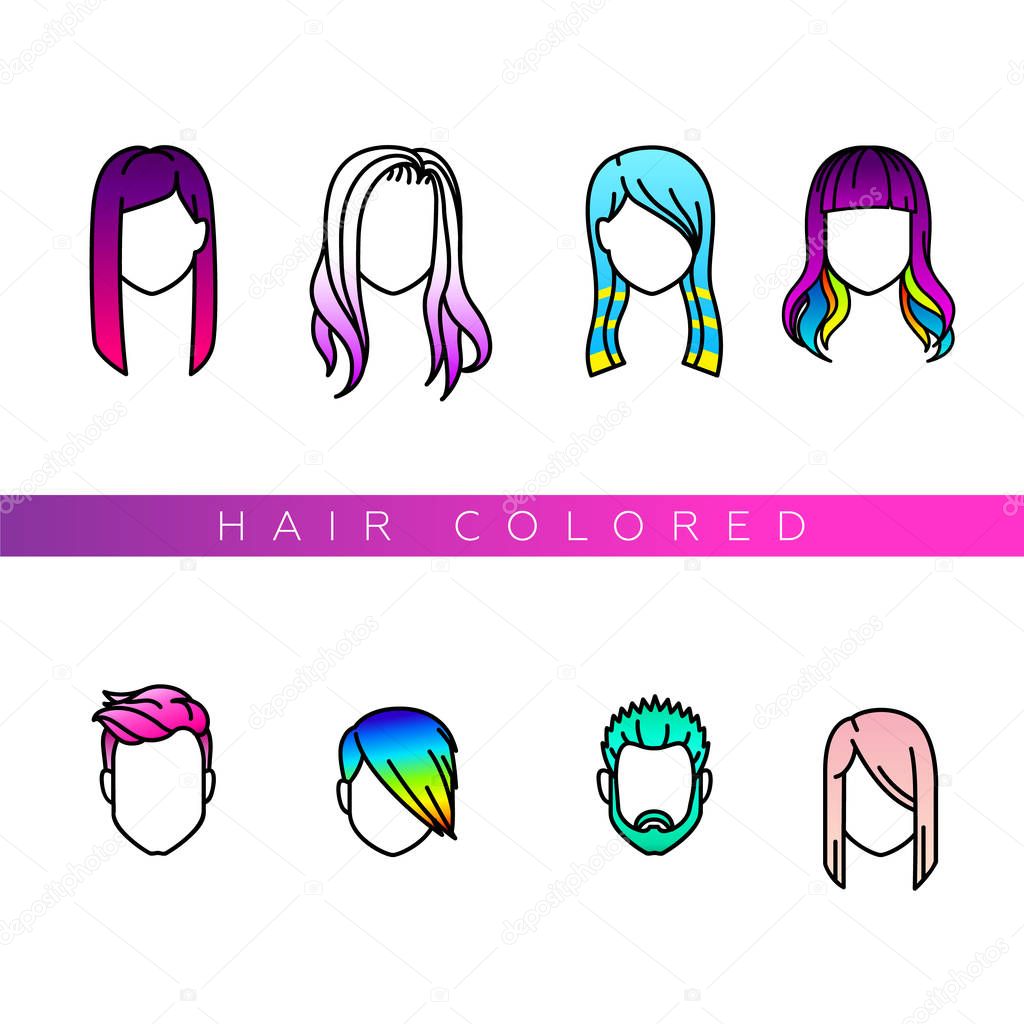 Hair colored icon set