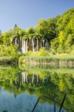 şelale'nın yansıma Plitvice Gölleri Park