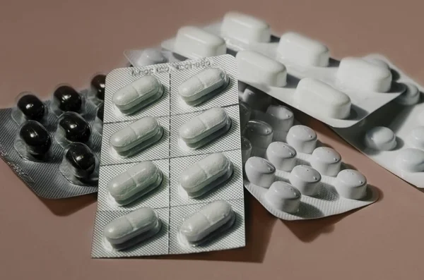 Pill Drugs Disease Pathogen Virus Red Background — Stock Photo, Image