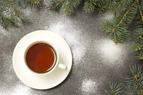 Hot drink top view of the new year — Stock Photo, Image