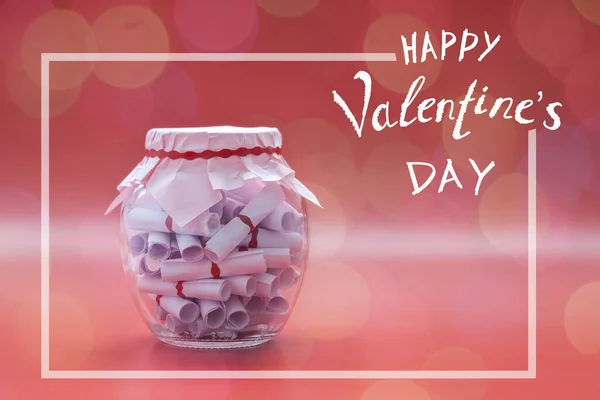 Happy valentine\'s day concept. Dreams in a glass jar