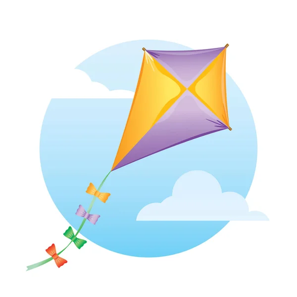 Kite Felhők Felett Vektor Illusztrációja Sárkányok Levegőben Repülő Sárkányok — Stock Vector