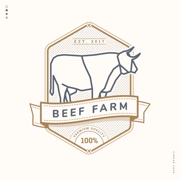 Logotipo linear da exploração de carne de bovino —  Vetores de Stock