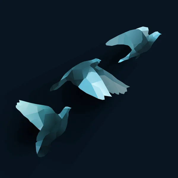Птицы летят синим цветом — стоковый вектор