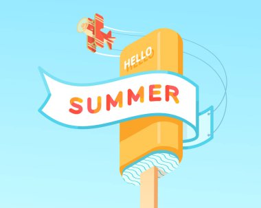 Merhaba yaz plaka ve dondurmayla şeridinde