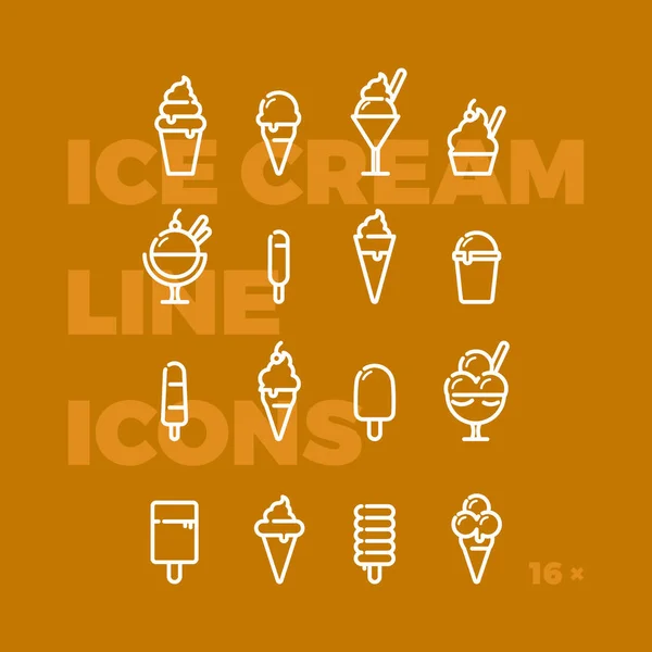 Invertovat lineární ikony zmrzlina — Stockový vektor