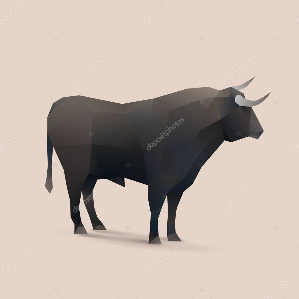 Black bull, polygonal illustration