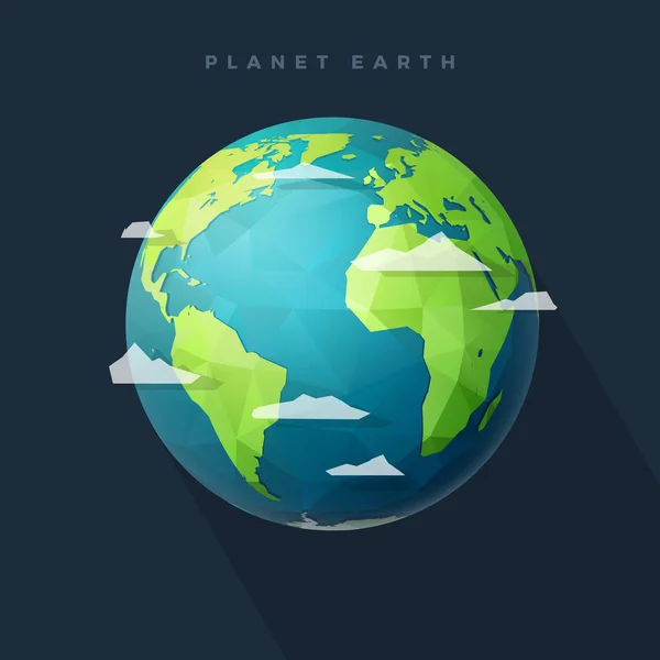 Polygone hémisphère ouest de la terre sur sombre — Image vectorielle
