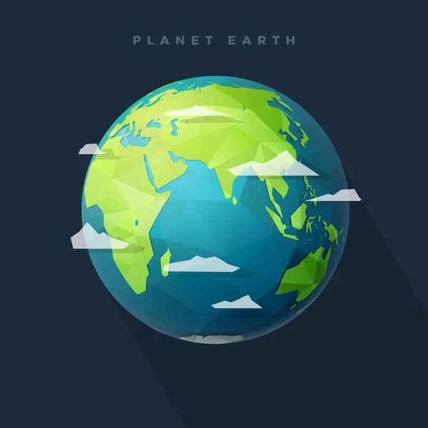 Polygone hémisphère est de la terre sur sombre — Image vectorielle