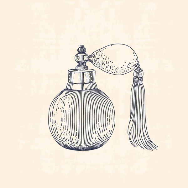 Vintage line drawing illustration of perfume — Stock Vector