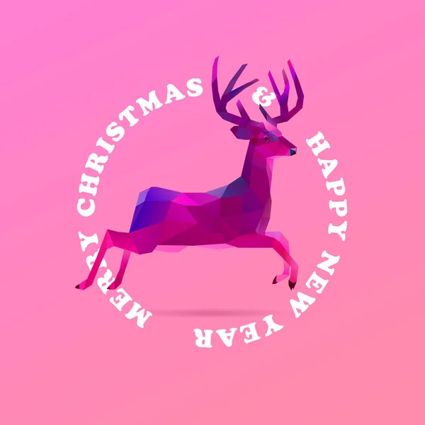 快乐的圣诞佳节和快乐的新年 鲜活低矮的霓虹灯驯鹿 — 图库矢量图片