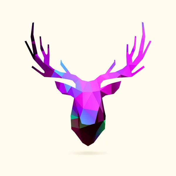 头戴鲜亮的霓虹灯紫色蓝色鹿头 — 图库矢量图片