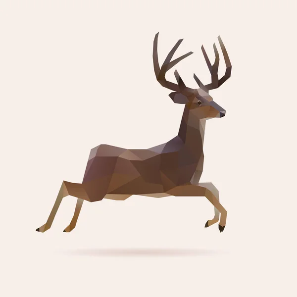 Jumping Polygon Reindeer Vector Illustration — Stock Vector