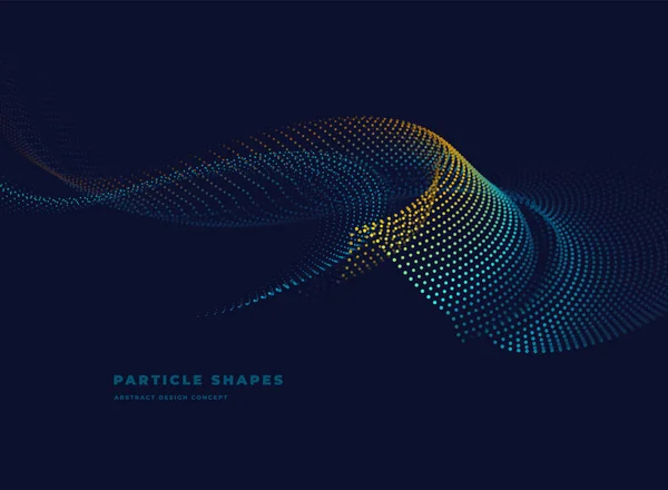 Vol Topographique Abstrait Particule Vecteur Pointillé Onde Sur Fond Sombre — Image vectorielle