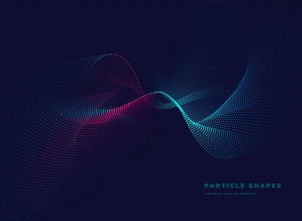 Vibrant Abstract Particle Vector Dotted Wave Dark Background — Stock Vector