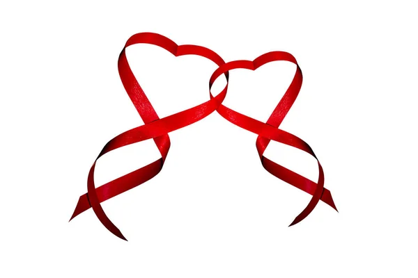 Červenou stužku Valentýn srdce — Stock fotografie