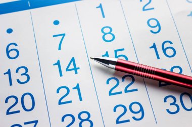 Takvim üzerinde kalem yalan