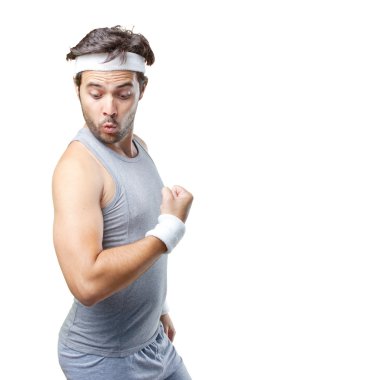 Beyaz komik retro spor adamı