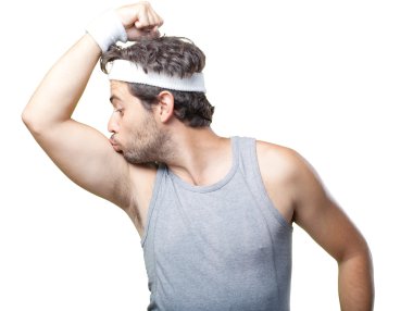 Beyaz komik retro spor adamı