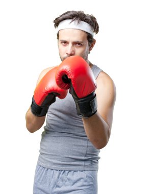 Beyaz komik retro spor adamı