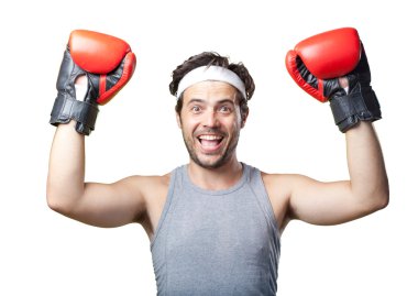 Beyaz komik retro spor adamı
