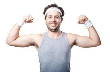 Beyaz komik retro spor adamı