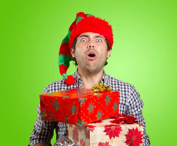 Homem com presentes para o Natal — Fotografia de Stock