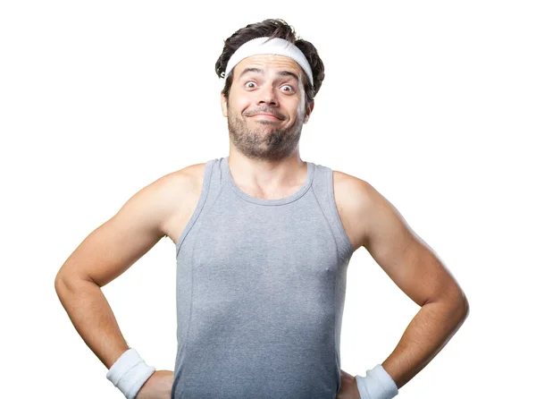 Funny retro sport guy on white — Stock Photo, Image