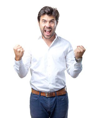 Beyaz arka plan üzerinde çalışan genç mimar