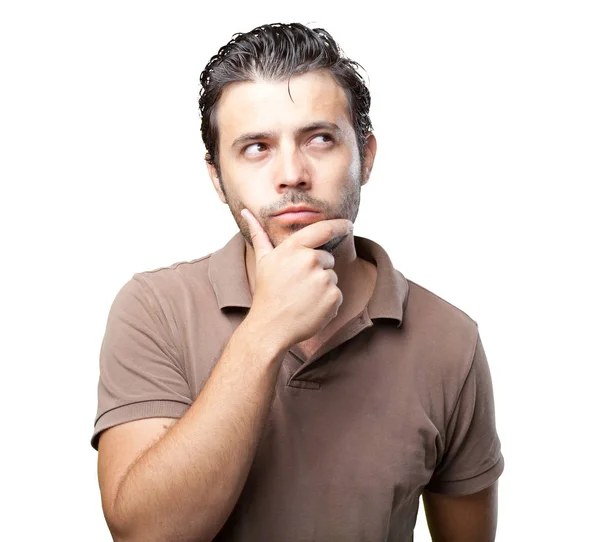 Latin handsome gestures on white — Stock Photo, Image