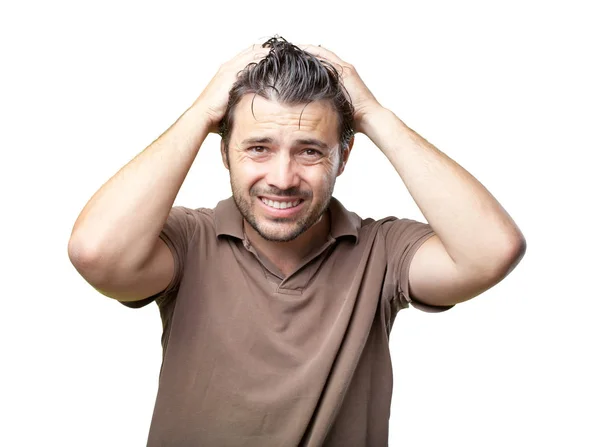 Latin handsome gestures on white — Stock Photo, Image