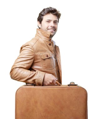 Beyaz kahverengi ceket ile turizm