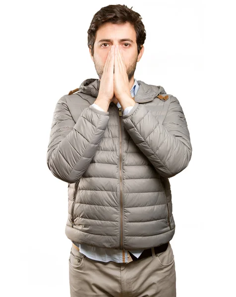 Jovem esperançoso homem posando — Fotografia de Stock