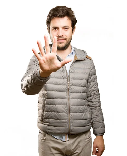 Впевнений чоловік п'ять жестів — стокове фото